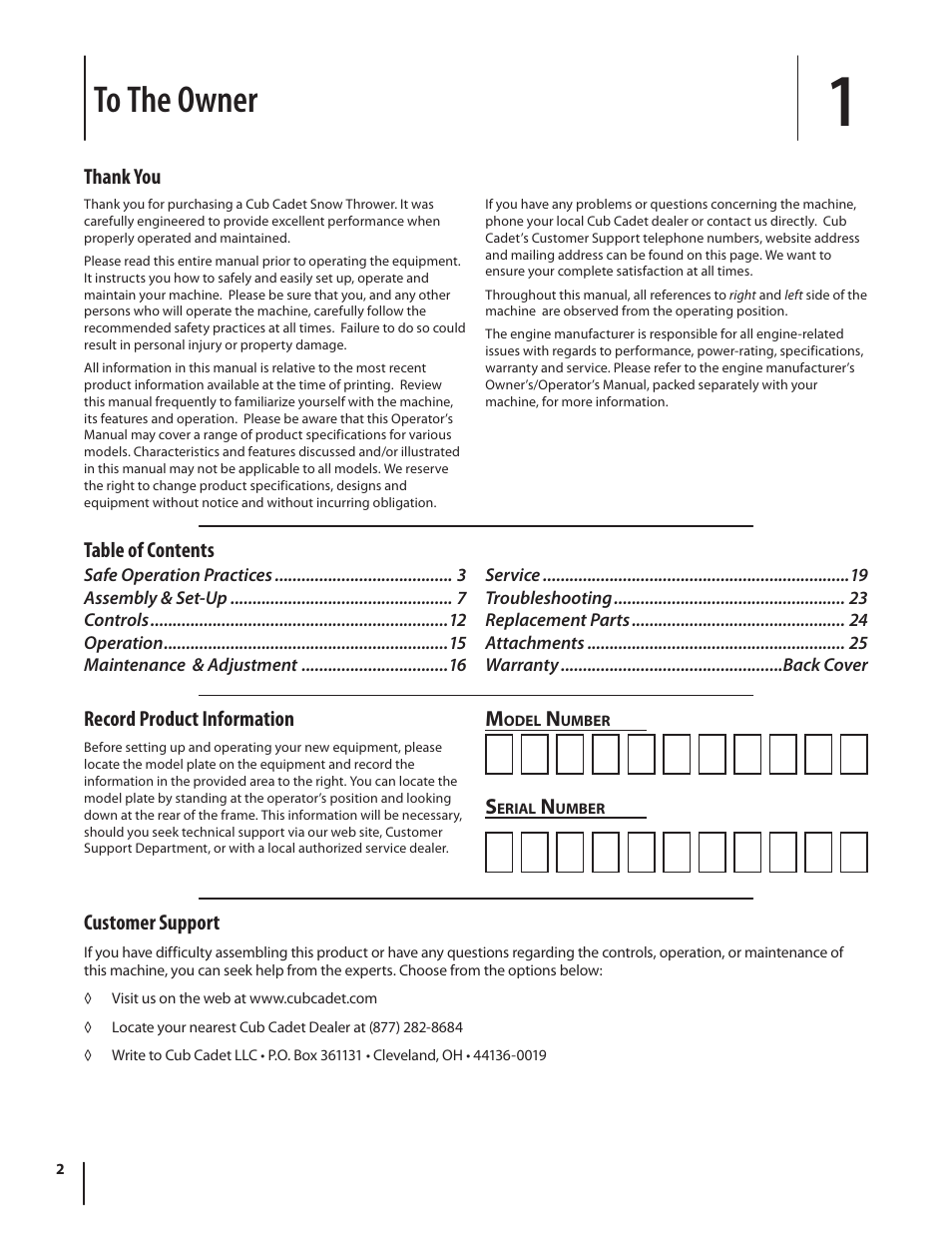 Cub Cadet 726 TDE User Manual | Page 2 / 28