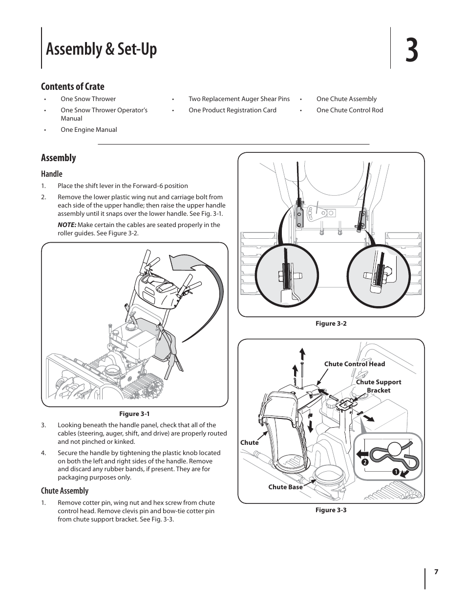 Assembly & set-up, Assembly, Contents of crate | Cub Cadet 726 TDE User Manual | Page 7 / 28