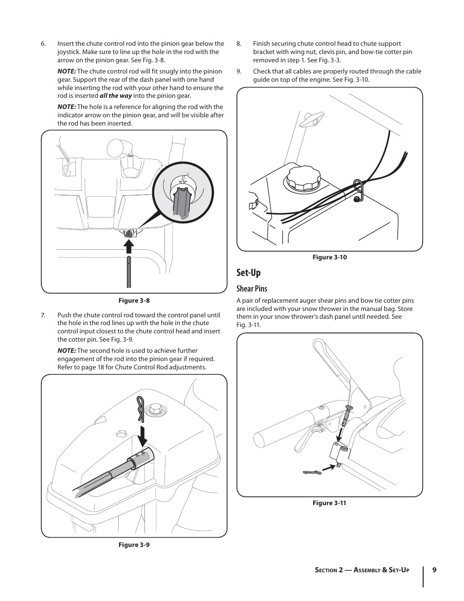 Set-up, Shear pins | Cub Cadet 726 TDE User Manual | Page 9 / 28
