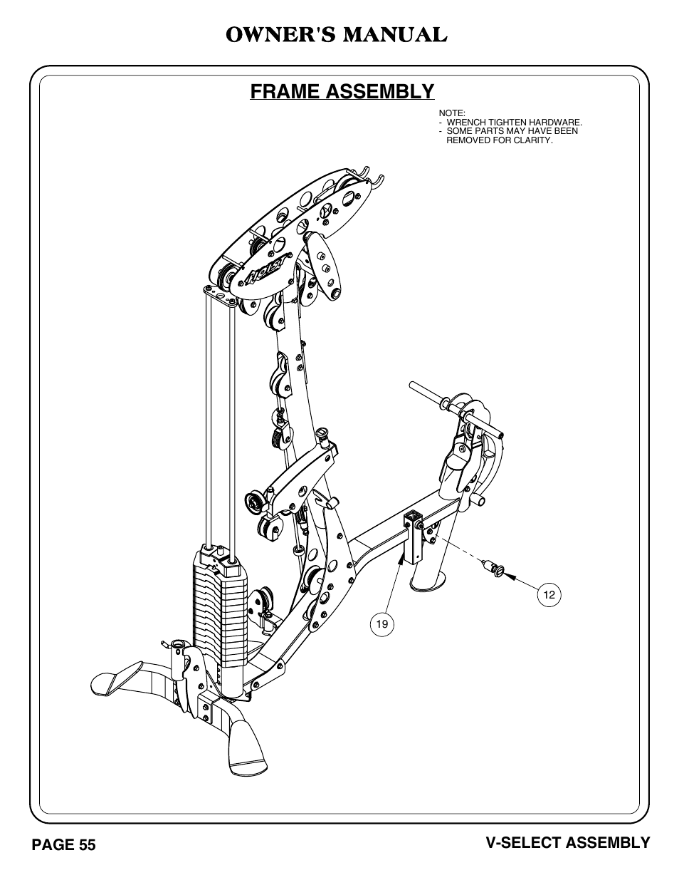 Frame assembly, Owner's manual | Hoist Fitness V-SELECT User Manual | Page 56 / 84