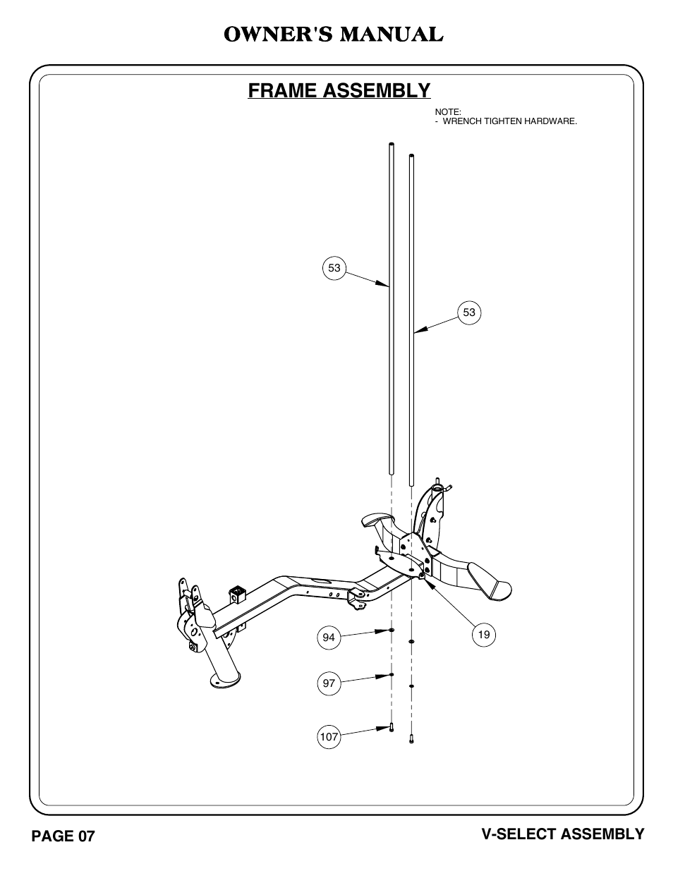 Frame assembly owner's manual | Hoist Fitness V-SELECT User Manual | Page 8 / 84