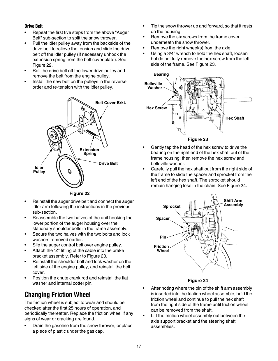 Changing friction wheel | Cub Cadet 933 SWE User Manual | Page 17 / 32