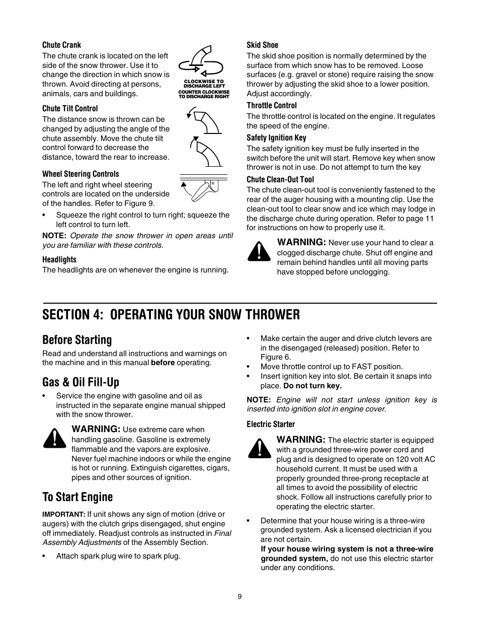 Before starting, Gas & oil fill-up | Cub Cadet 933 SWE User Manual | Page 9 / 32