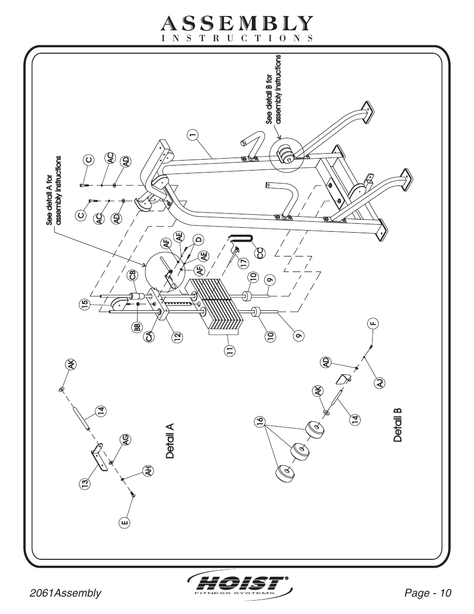 Hoist, Detail a detail a detail b detail b | Hoist Fitness CL-2061 User Manual | Page 11 / 38