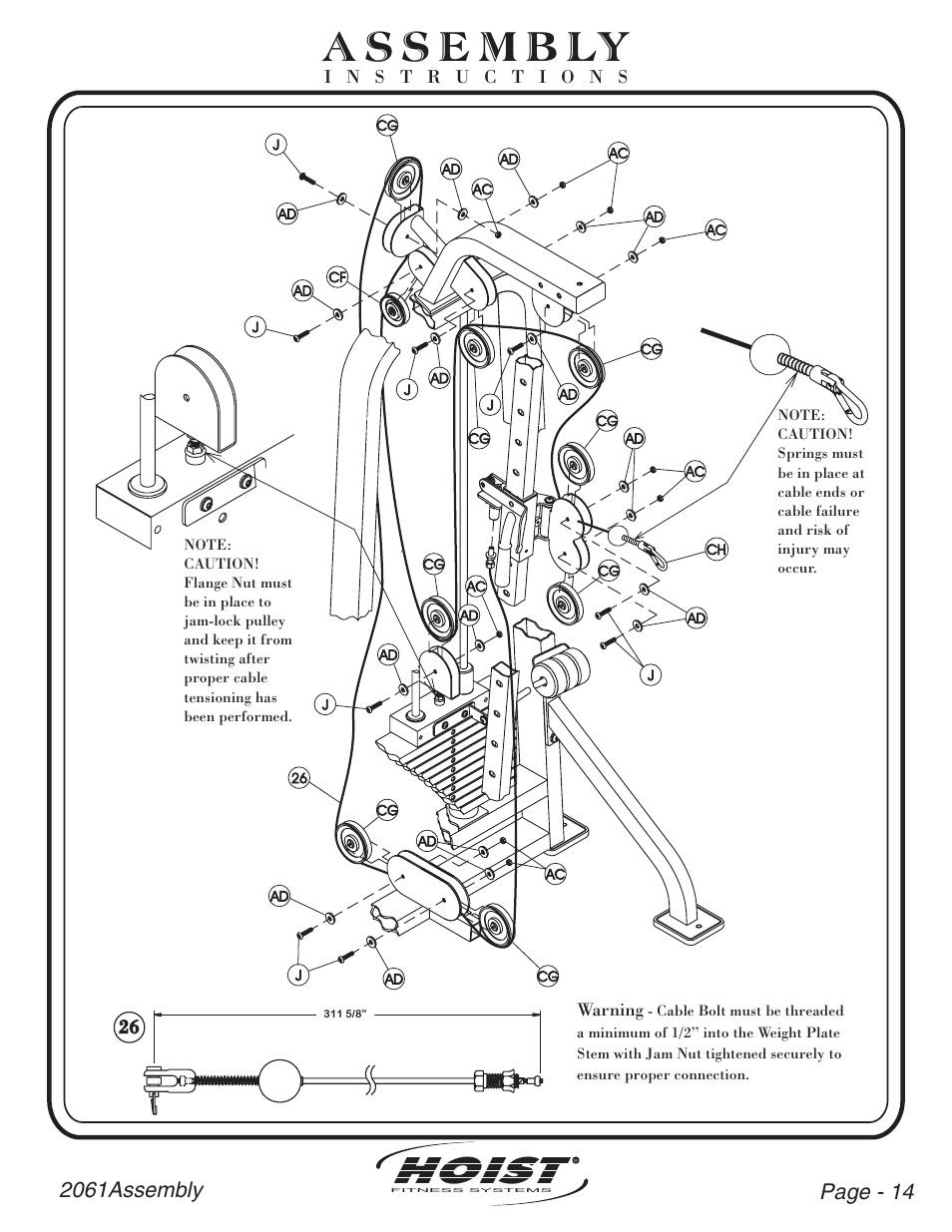 Hoist, Warning | Hoist Fitness CL-2061 User Manual | Page 15 / 38