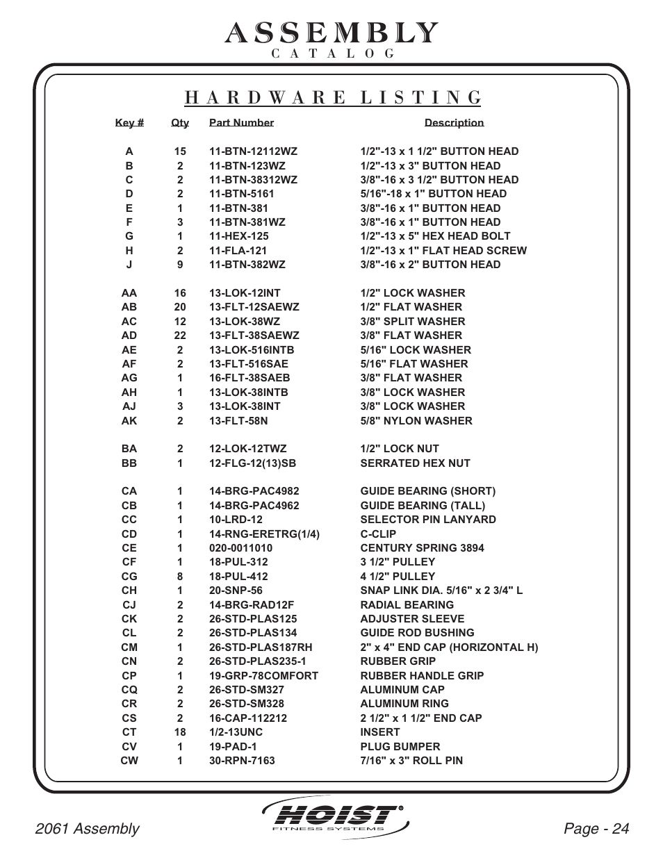 Hoist | Hoist Fitness CL-2061 User Manual | Page 25 / 38