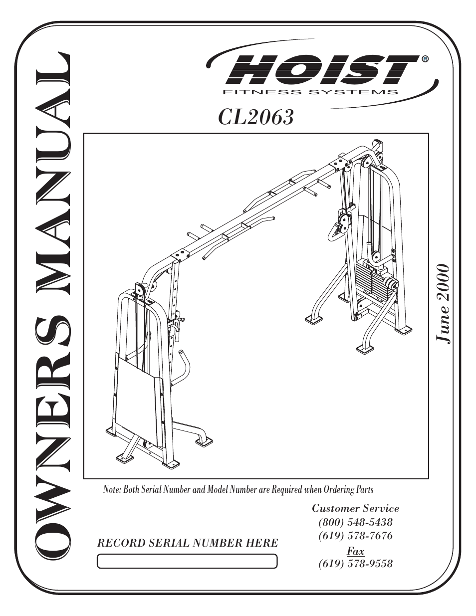 Hoist Fitness CL-2063 User Manual | 20 pages