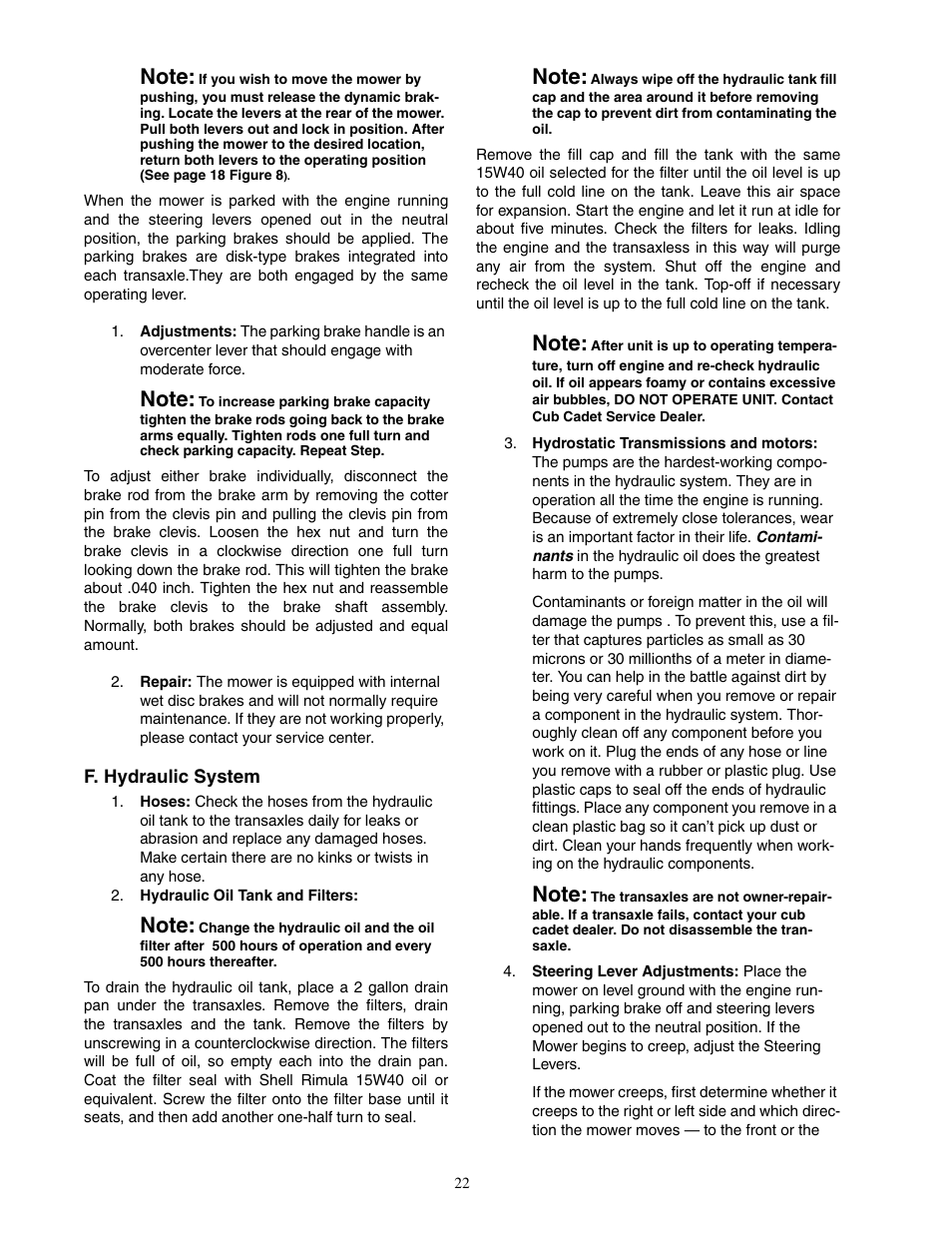 Cub Cadet 23HP Z-Force 60 User Manual | Page 22 / 32