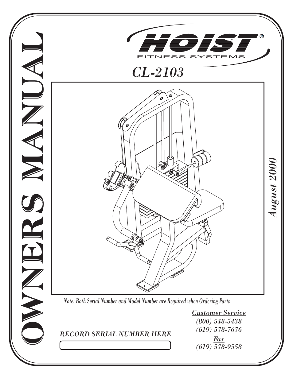 Hoist Fitness CL-2103 User Manual | 43 pages