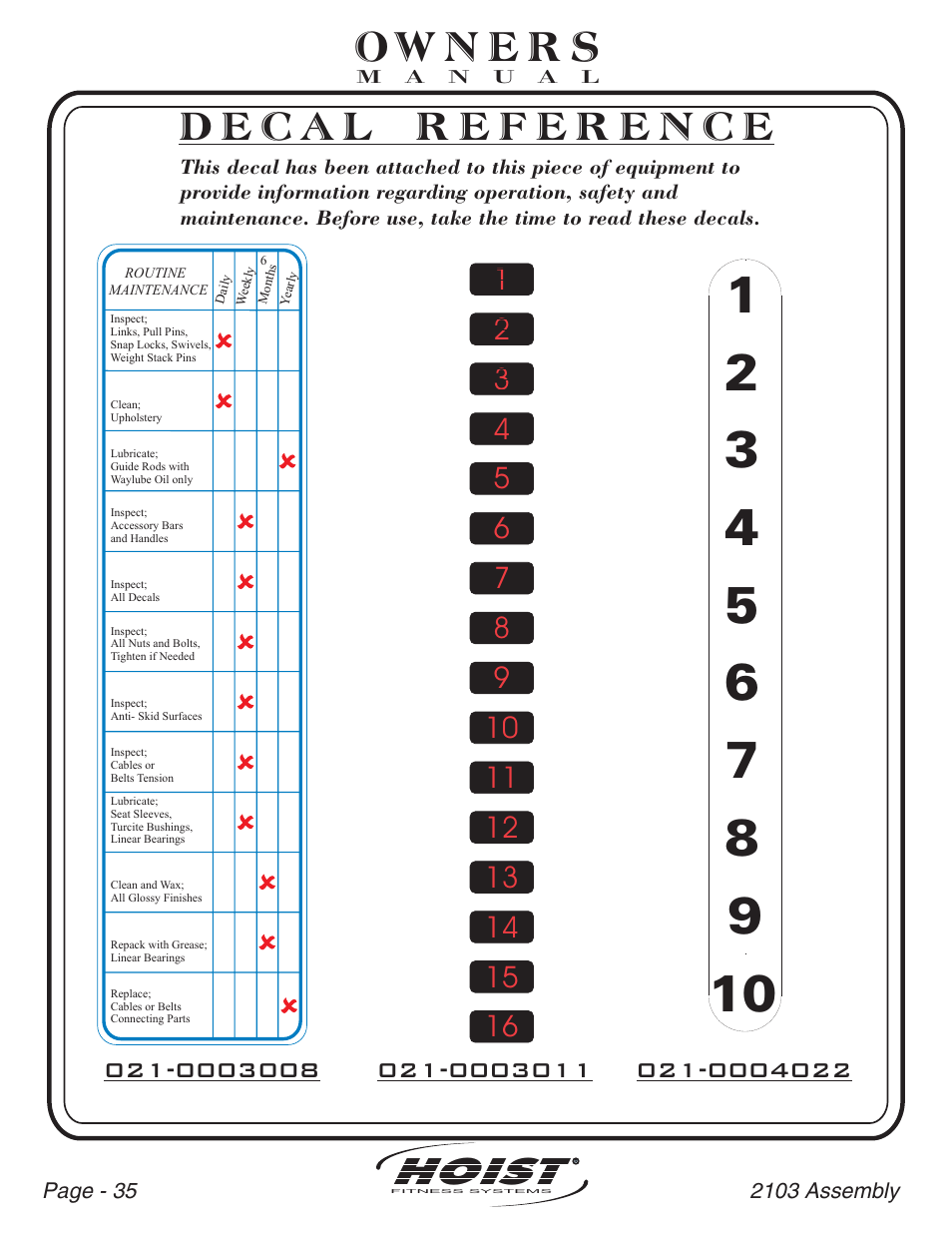 Hoist Fitness CL-2103 User Manual | Page 36 / 43