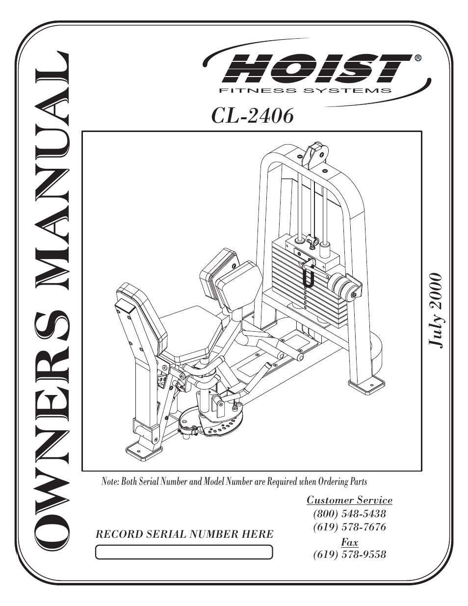 Hoist Fitness CL-2406 User Manual | 44 pages