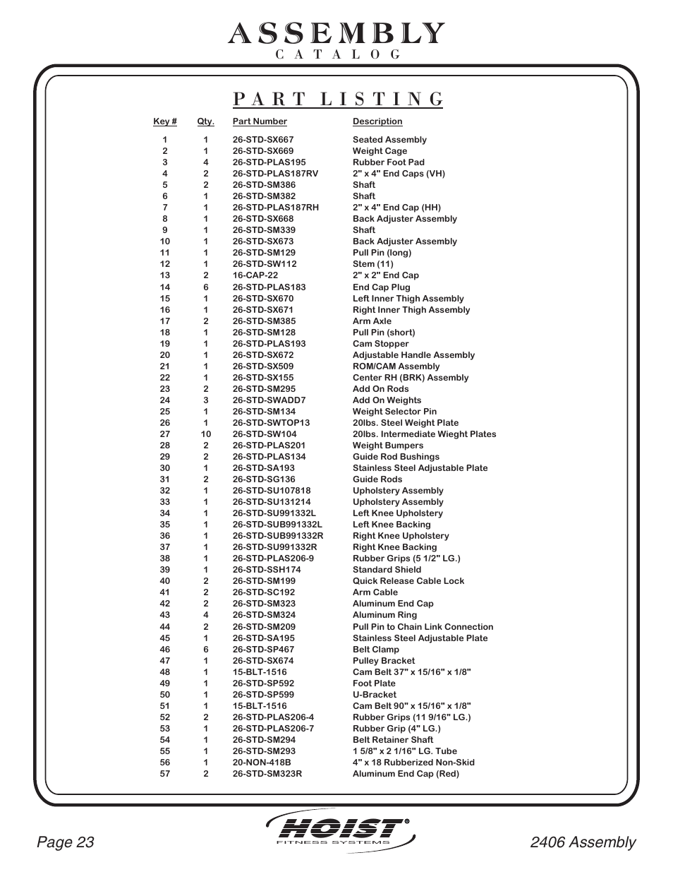 Hoist | Hoist Fitness CL-2406 User Manual | Page 24 / 44