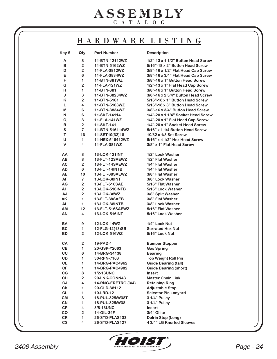 Hoist | Hoist Fitness CL-2406 User Manual | Page 25 / 44