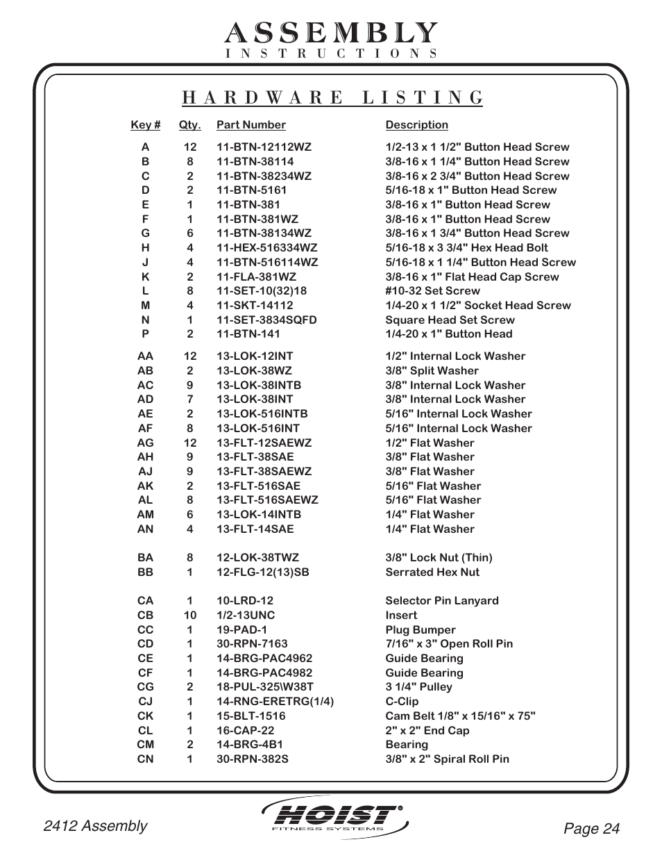 Hoist | Hoist Fitness CL-2412 User Manual | Page 25 / 43