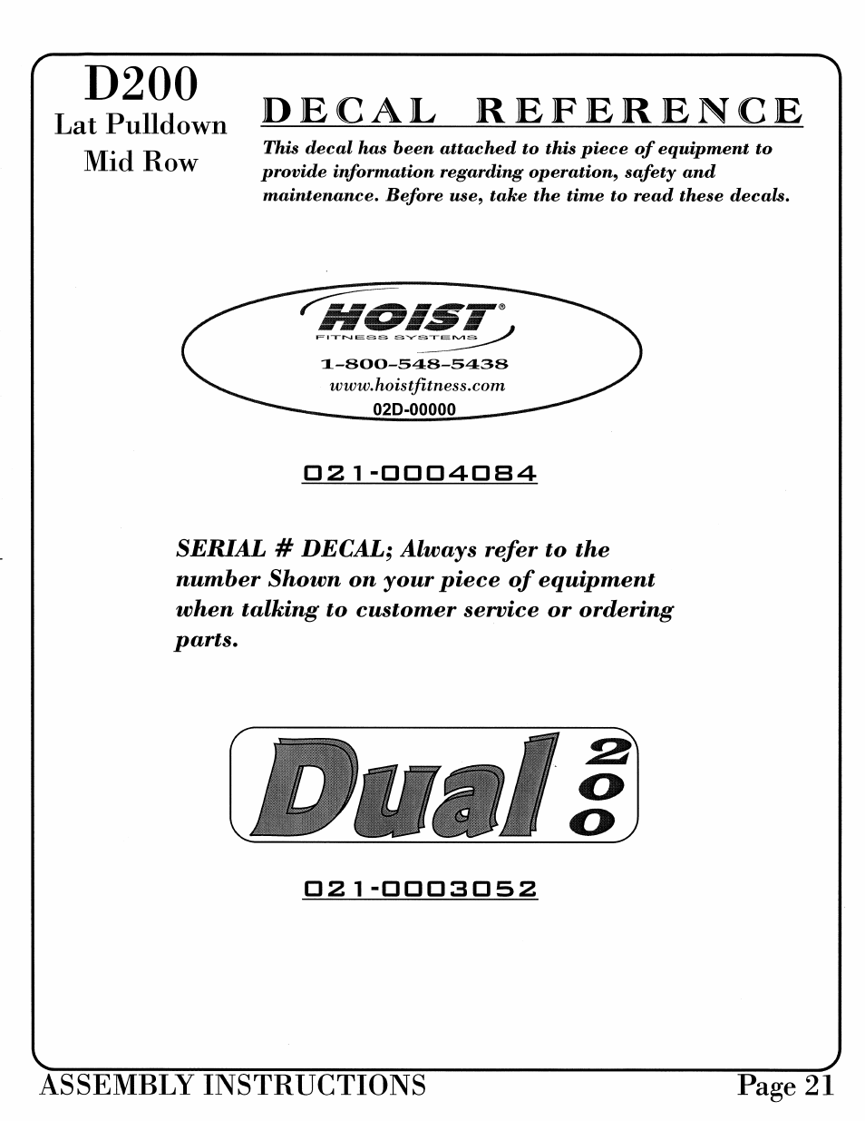 Hoist Fitness D-200 User Manual | Page 22 / 31