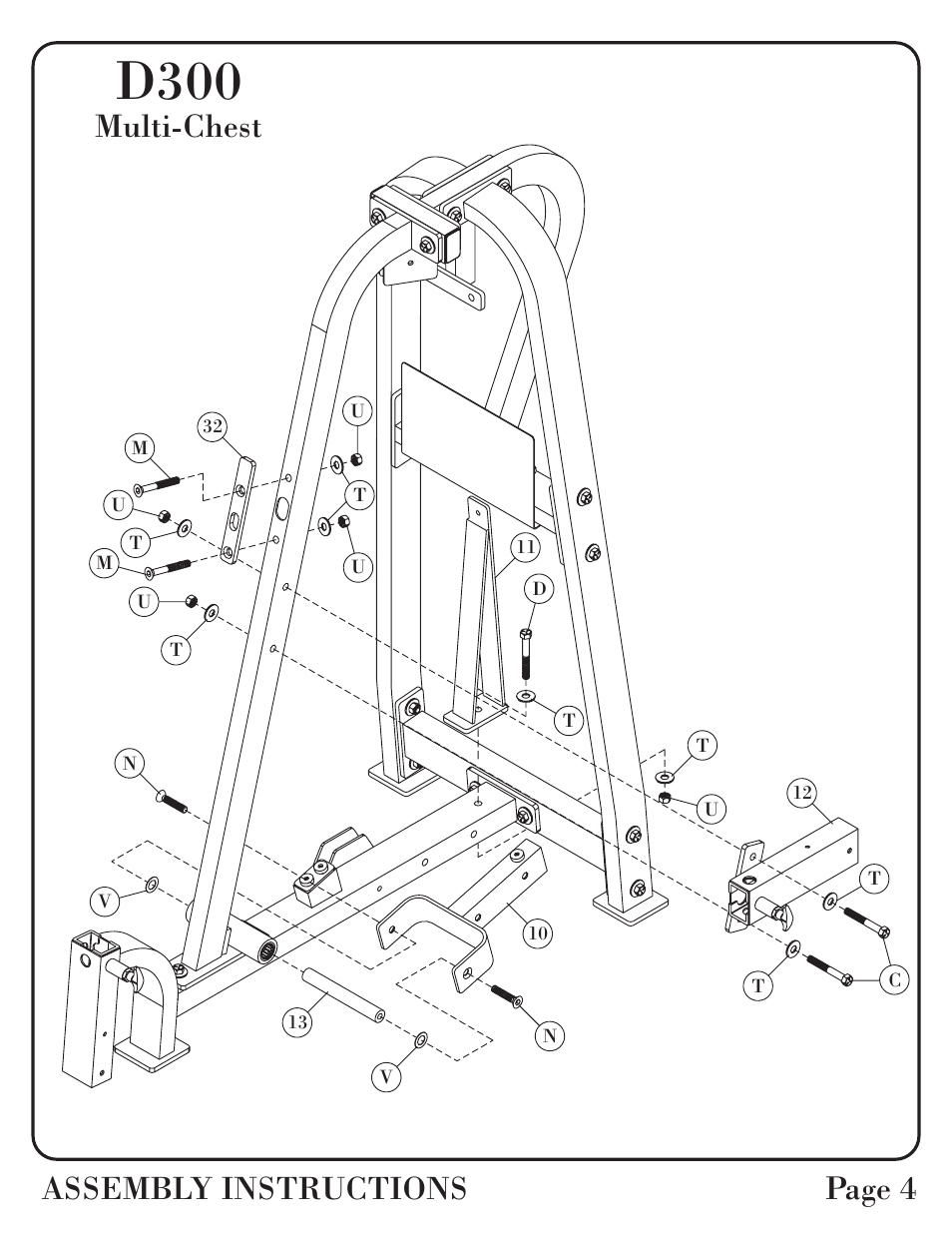 D300, Multi-chest assembly instructions page 4 | Hoist Fitness D-300 User Manual | Page 5 / 28