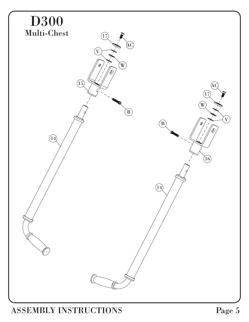 D300, Multi-chest assembly instructions page 5 | Hoist Fitness D-300 User Manual | Page 6 / 28