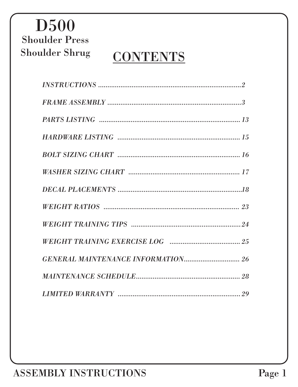 Hoist Fitness D-500 User Manual | Page 2 / 30