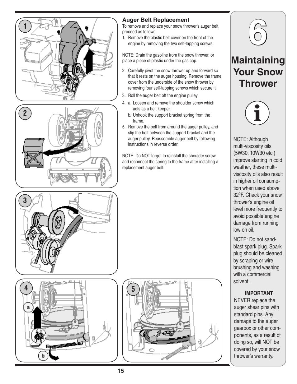 Maintaining your snow thrower | Cub Cadet WE 26 User Manual | Page 15 / 28