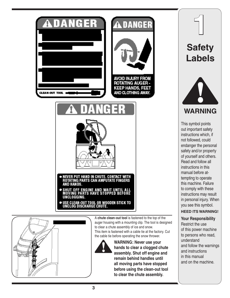 Safety labels | Cub Cadet WE 26 User Manual | Page 3 / 28