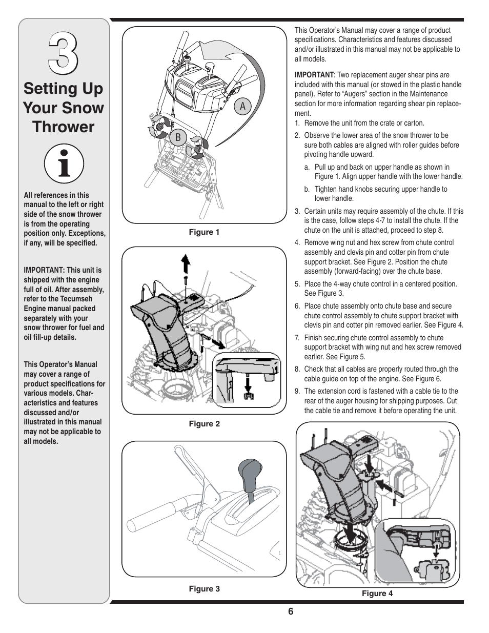 Setting up your snow thrower | Cub Cadet WE 26 User Manual | Page 6 / 28