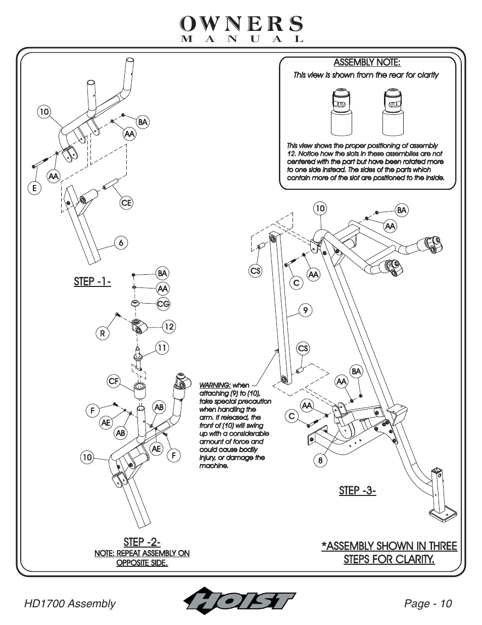 Step -2, Step -3, Step -3- step -1- step -1 | Hoist Fitness HD-1700 User Manual | Page 11 / 46