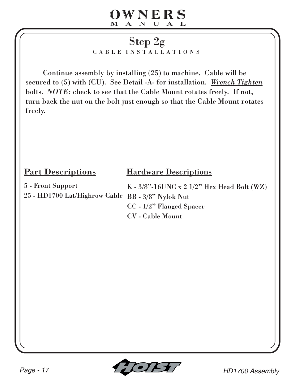 Step 2g | Hoist Fitness HD-1700 User Manual | Page 18 / 46