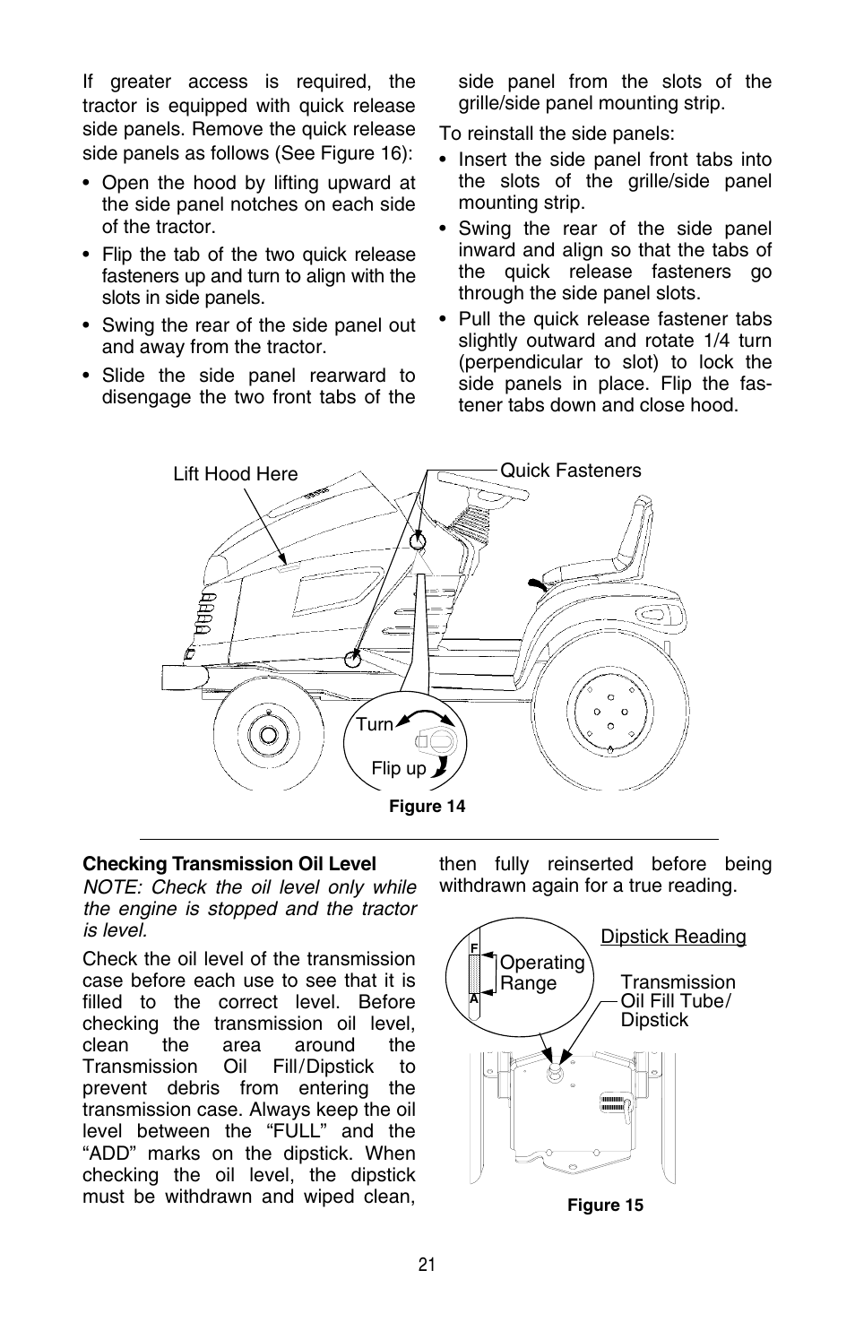 Cub Cadet SERIES 3000 TRACTOR GT 3200 User Manual | Page 21 / 44