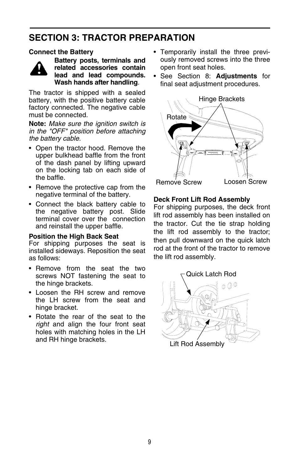 Cub Cadet SERIES 3000 TRACTOR GT 3200 User Manual | Page 9 / 44