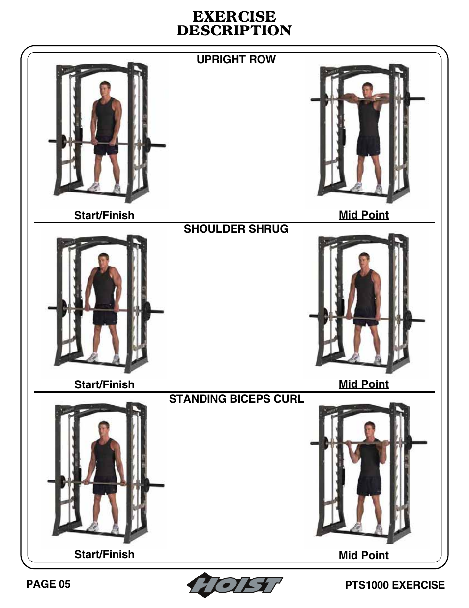 Exercise description | Hoist Fitness PTS Series User Manual | Page 10 / 57