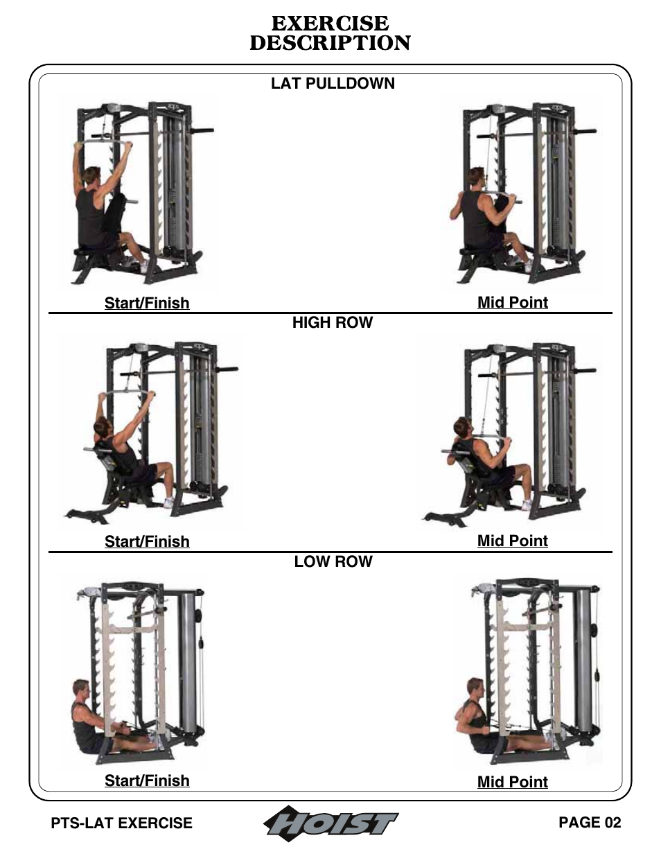 Exercise description | Hoist Fitness PTS Series User Manual | Page 21 / 57