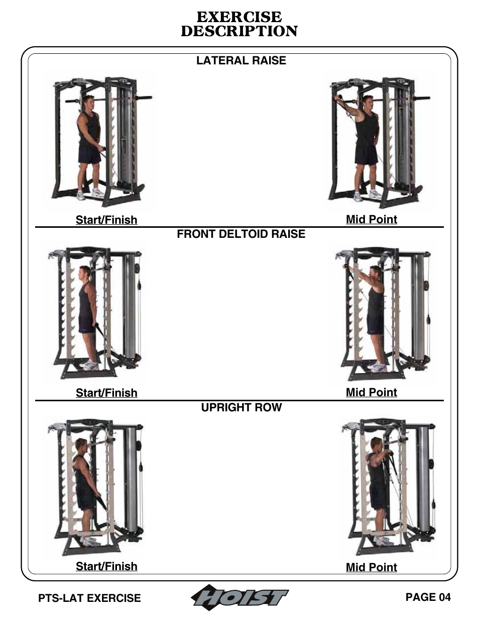 Description, Exercise | Hoist Fitness PTS Series User Manual | Page 23 / 57