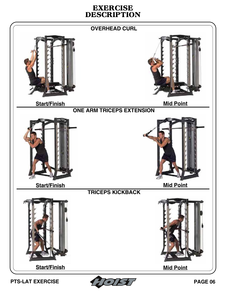Exercise description | Hoist Fitness PTS Series User Manual | Page 25 / 57