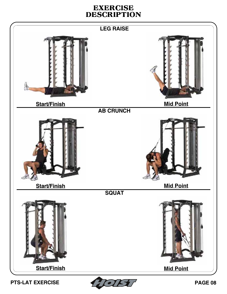 Description, Exercise | Hoist Fitness PTS Series User Manual | Page 27 / 57