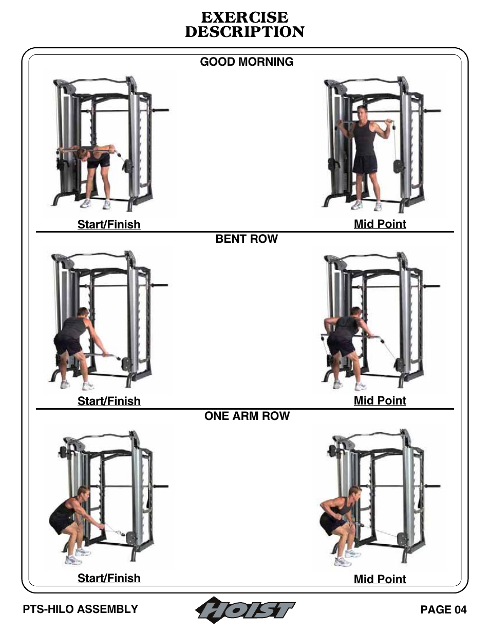 Exercise description | Hoist Fitness PTS Series User Manual | Page 39 / 57