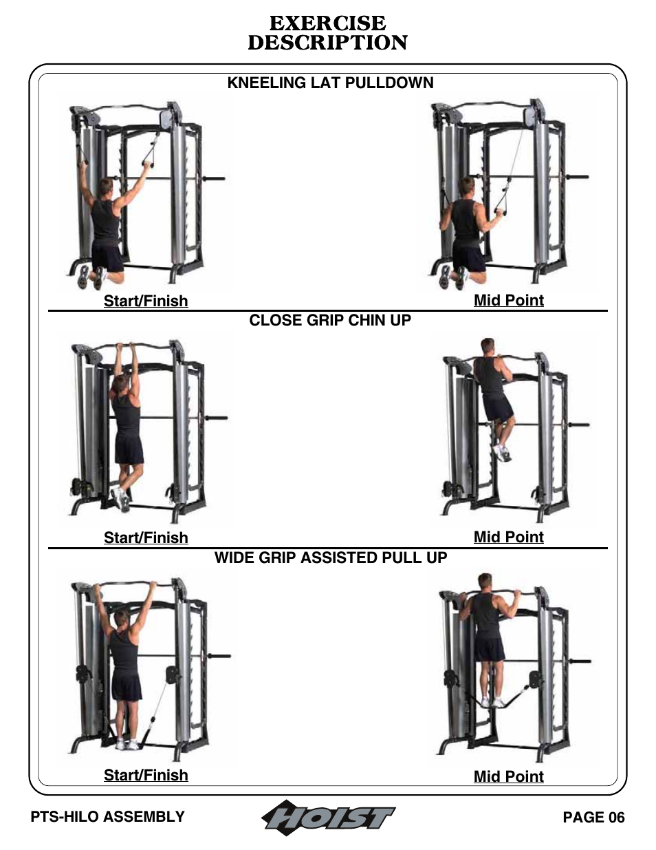 Exercise description | Hoist Fitness PTS Series User Manual | Page 41 / 57