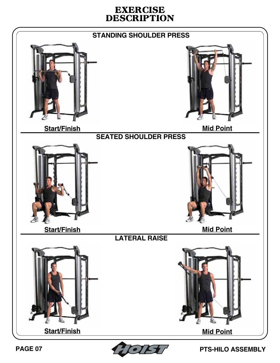 Exercise description | Hoist Fitness PTS Series User Manual | Page 42 / 57