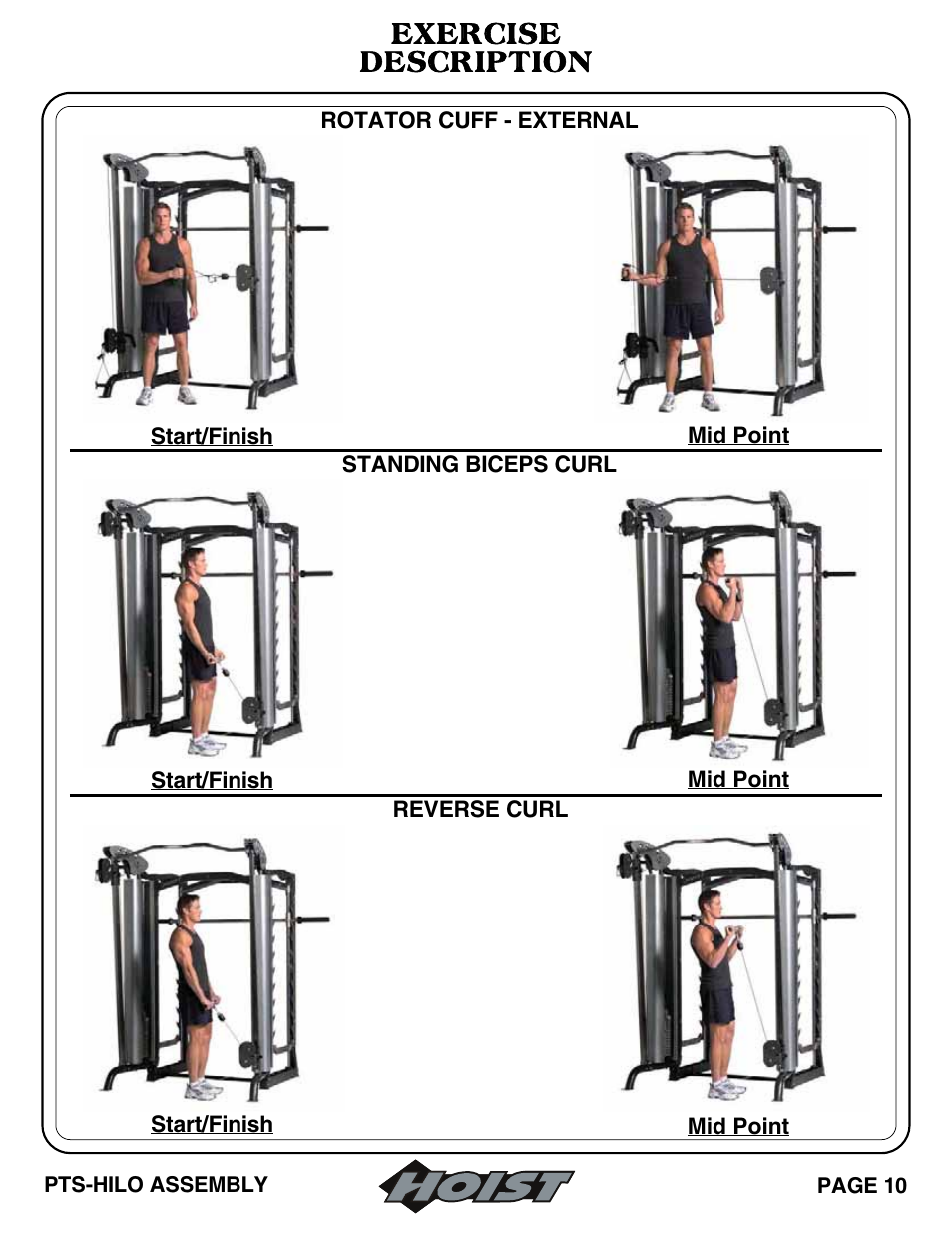 Exercise description | Hoist Fitness PTS Series User Manual | Page 45 / 57