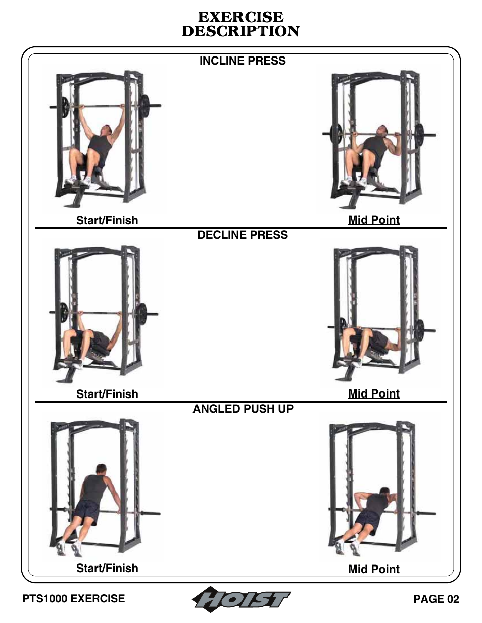Exercise description | Hoist Fitness PTS Series User Manual | Page 7 / 57