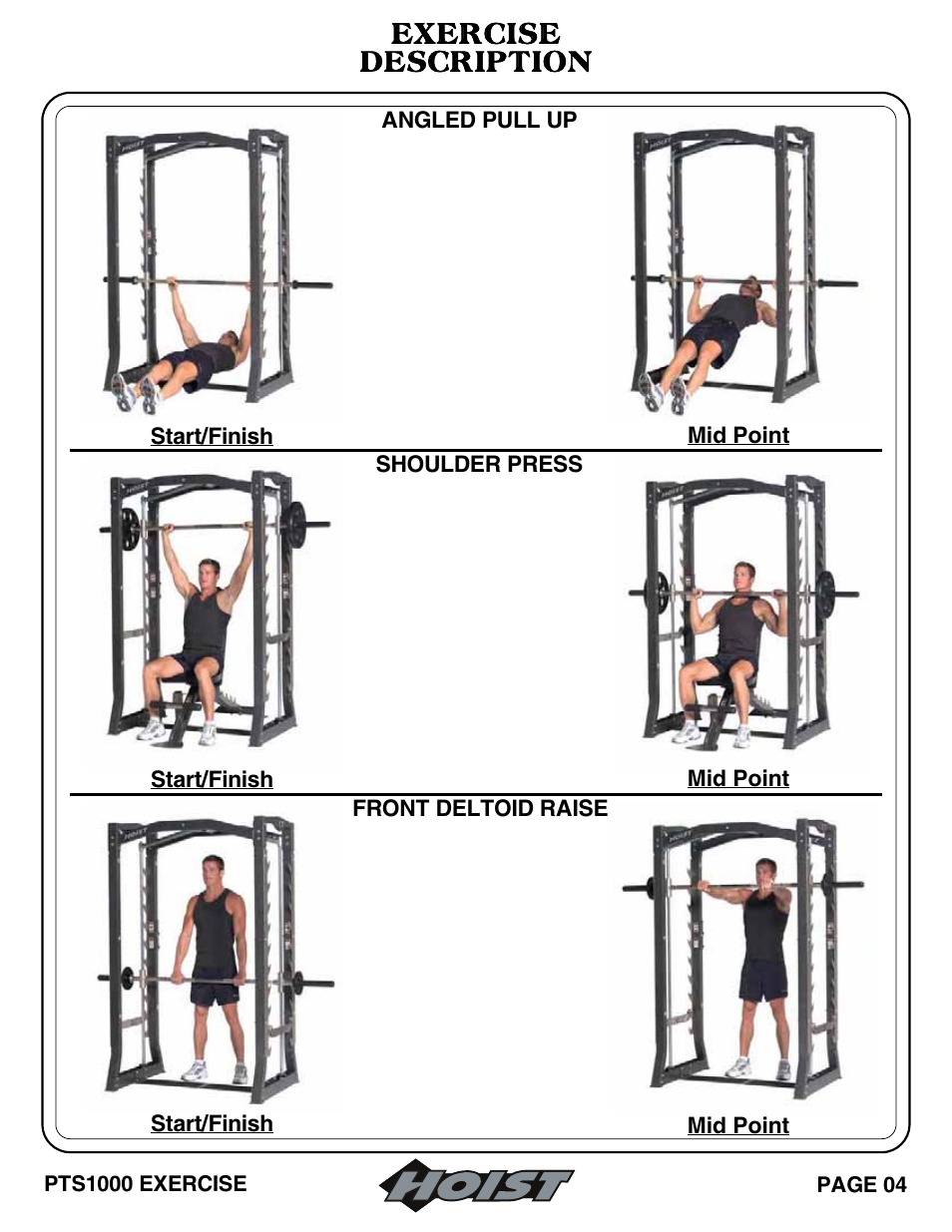 Exercise description | Hoist Fitness PTS Series User Manual | Page 9 / 57