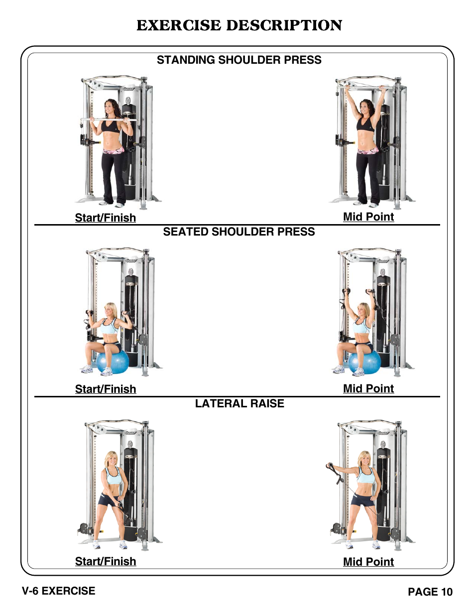 Exercise description | Hoist Fitness V-6 EXERCISE User Manual | Page 11 / 37