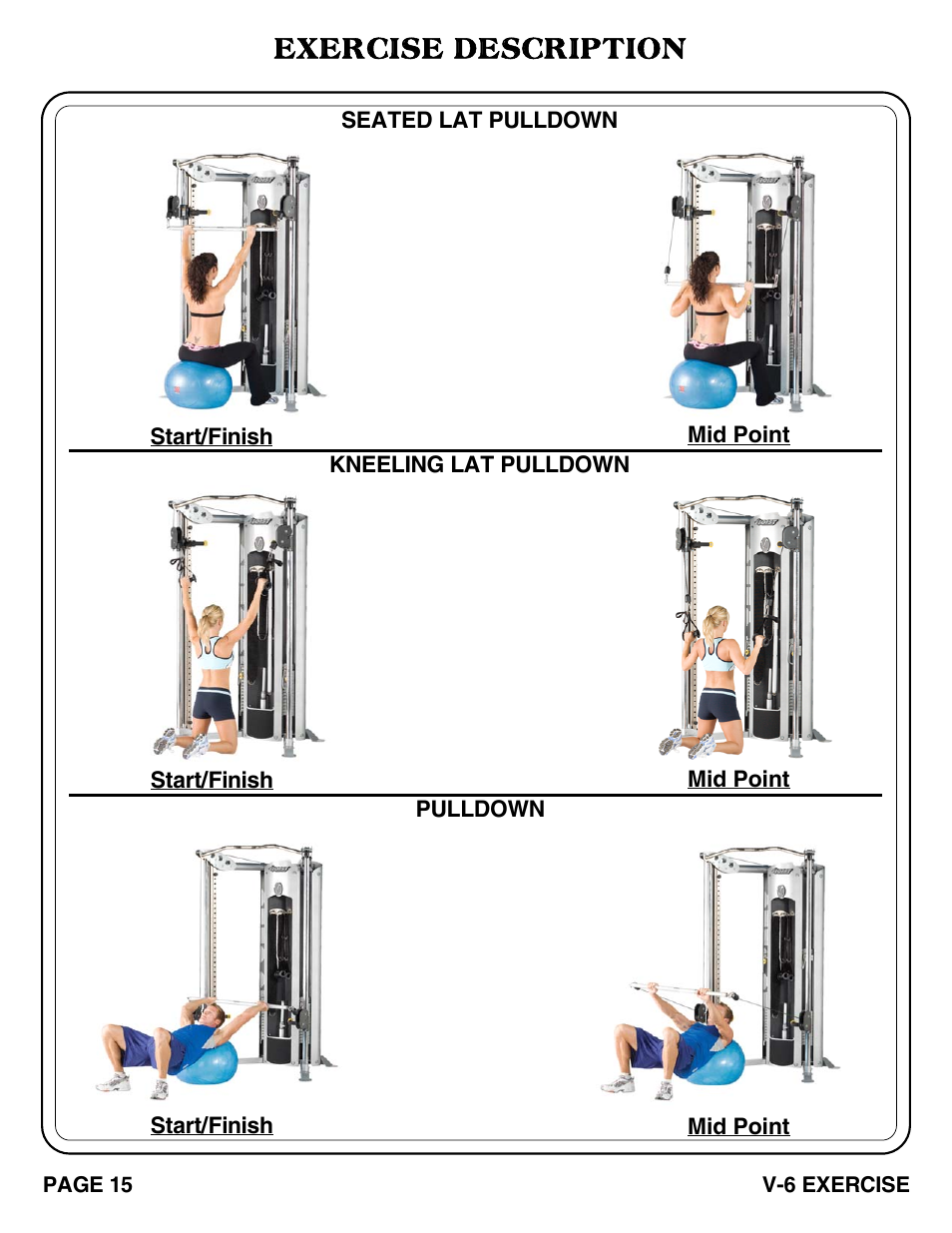 Exercise description | Hoist Fitness V-6 EXERCISE User Manual | Page 16 / 37