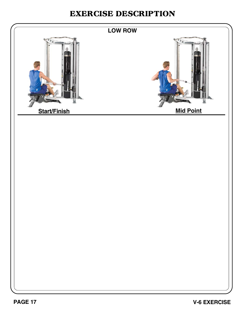 Exercise description | Hoist Fitness V-6 EXERCISE User Manual | Page 18 / 37