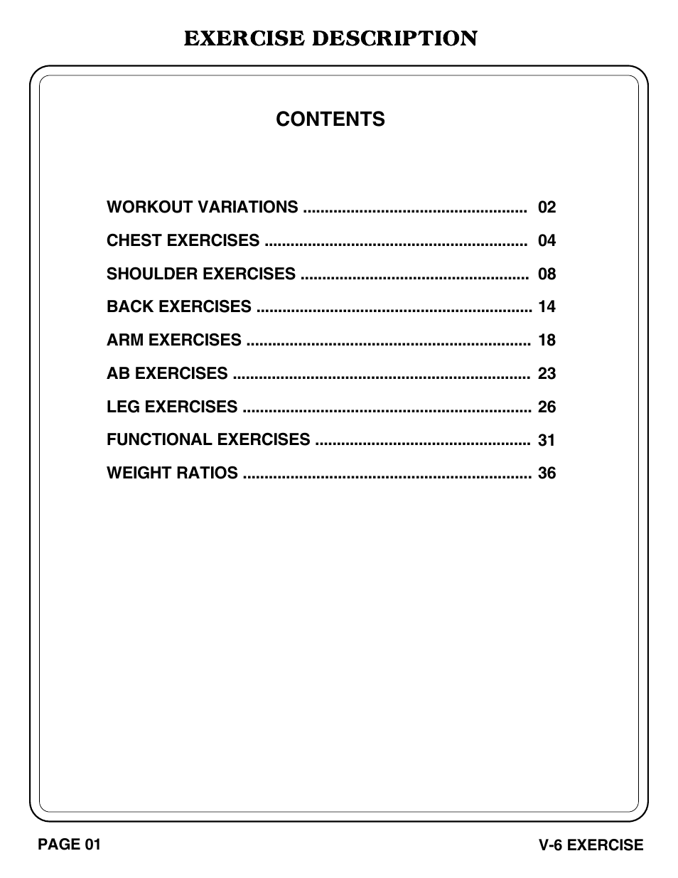 Hoist Fitness V-6 EXERCISE User Manual | Page 2 / 37