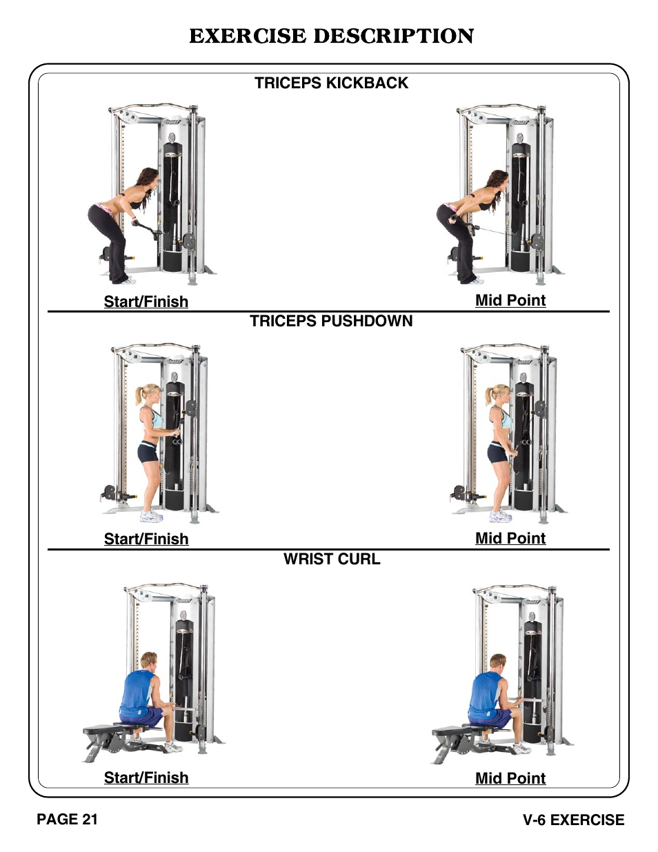 Exercise description | Hoist Fitness V-6 EXERCISE User Manual | Page 22 / 37