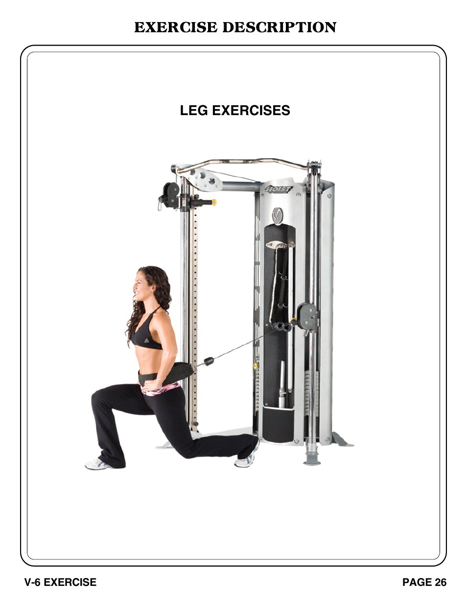 Exercise description, Leg exercises | Hoist Fitness V-6 EXERCISE User Manual | Page 27 / 37