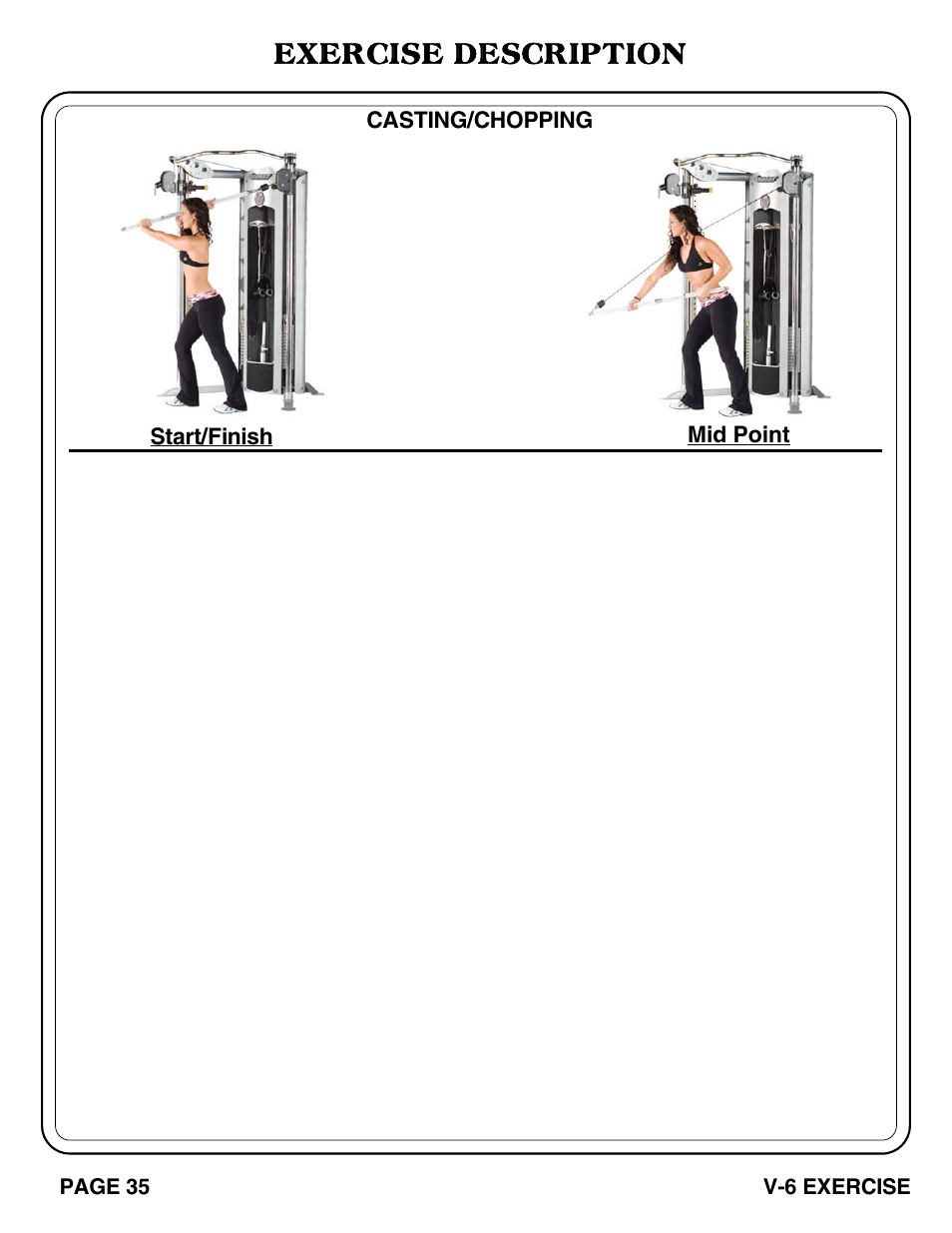 Exercise description | Hoist Fitness V-6 EXERCISE User Manual | Page 36 / 37