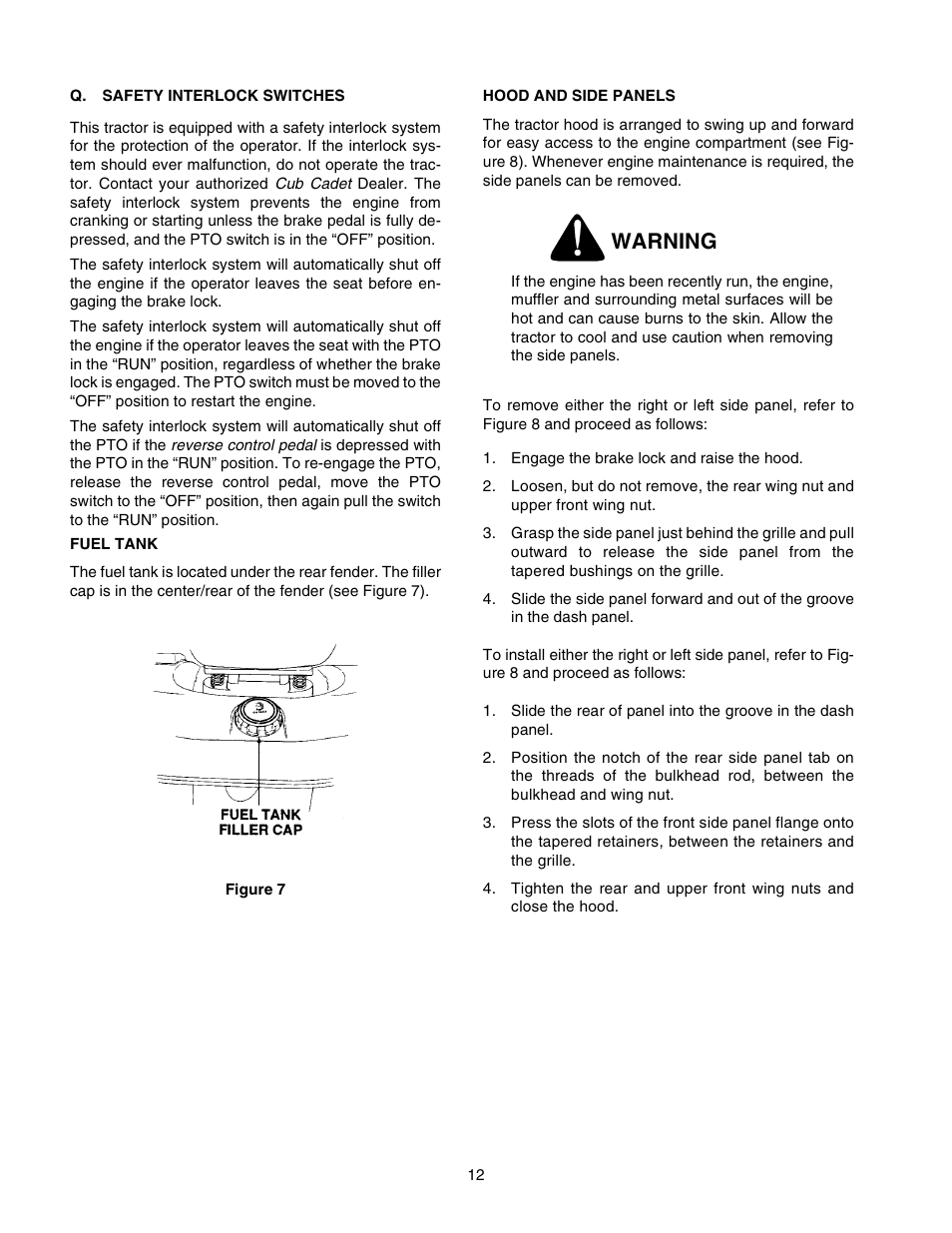 Warning | Cub Cadet 2206 User Manual | Page 12 / 60