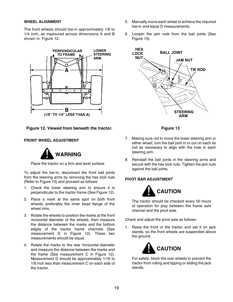 Warning, Caution | Cub Cadet 2206 User Manual | Page 19 / 60