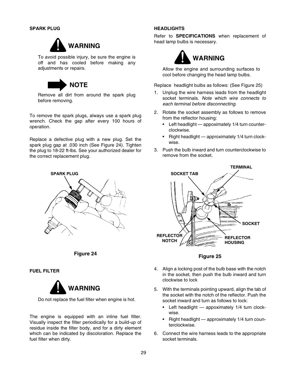Warning | Cub Cadet 2206 User Manual | Page 29 / 60